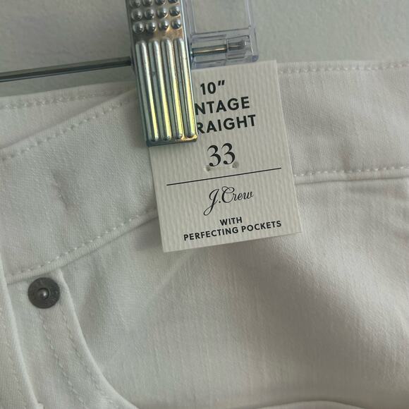 J. Crew Women's Jeans Vintage Slim Straight Button Fly White Denim Size 33 New - Picture 7 of 9